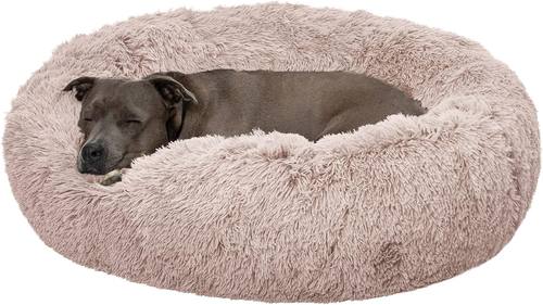 Furhaven 36 inch Round Calming Donut Dog Bed for Large and Medium Dogs