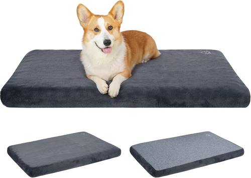 EMPSIGN Dog Bed Mat Crate Pad Mattress, Ultra Soft Pet Kennel, Grey, M
