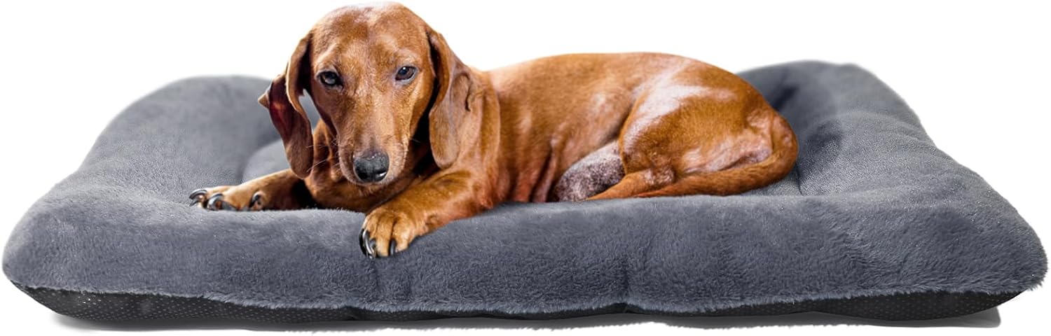 30 Inch Dog Crate Pad Washable Ultra Soft 30 x 19 Dog Bed for Medium Breeds up to 30 lbs,Cozy Kennel Mat for Crates with Anti-Slip Bottom Pet Sleeping Mattress,Dark Grey