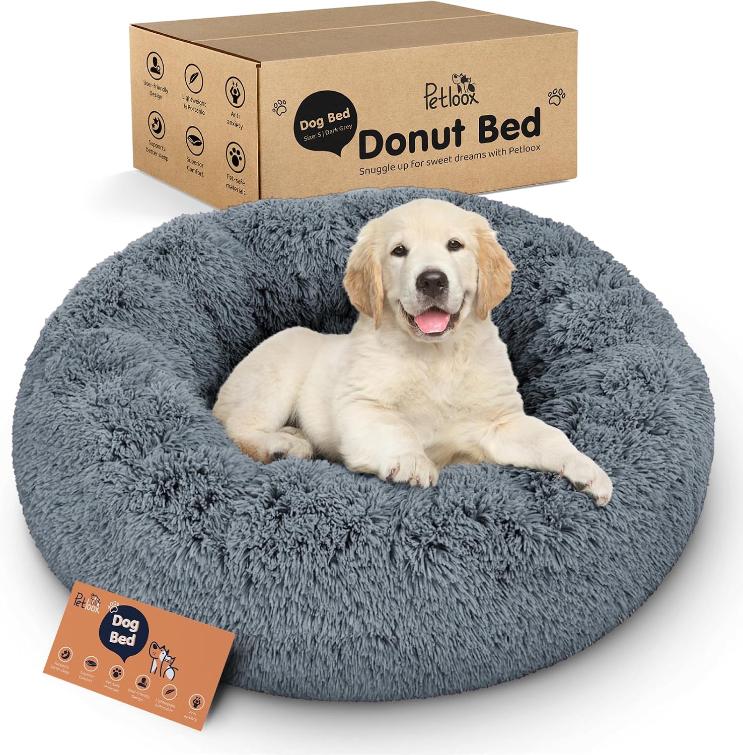 Calming Donut Dog Bed for Small Dogs