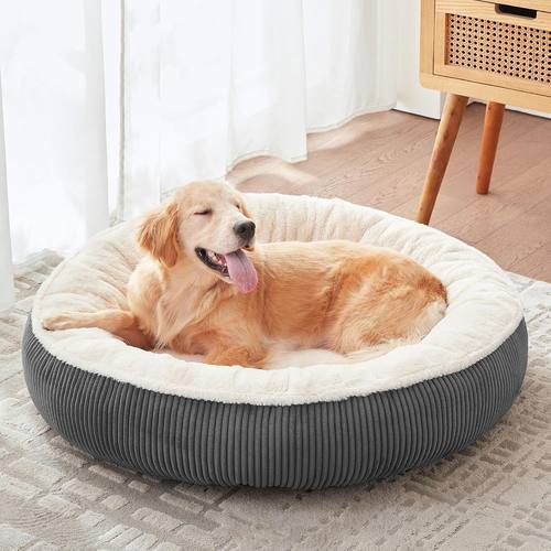 36 inches Calming Donut Dog Bed for Large Dogs,Dark Grey