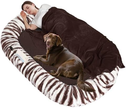 DANFOOZIO Human Dog Bed for Adult, Orthopedic Gel Memory Foam, 71"x47"x9" | Human Dog Bed Fits Adult &amp; Pets, Reversible Egg-Crate Foam Cushion, Washable Pet Bed with Bl