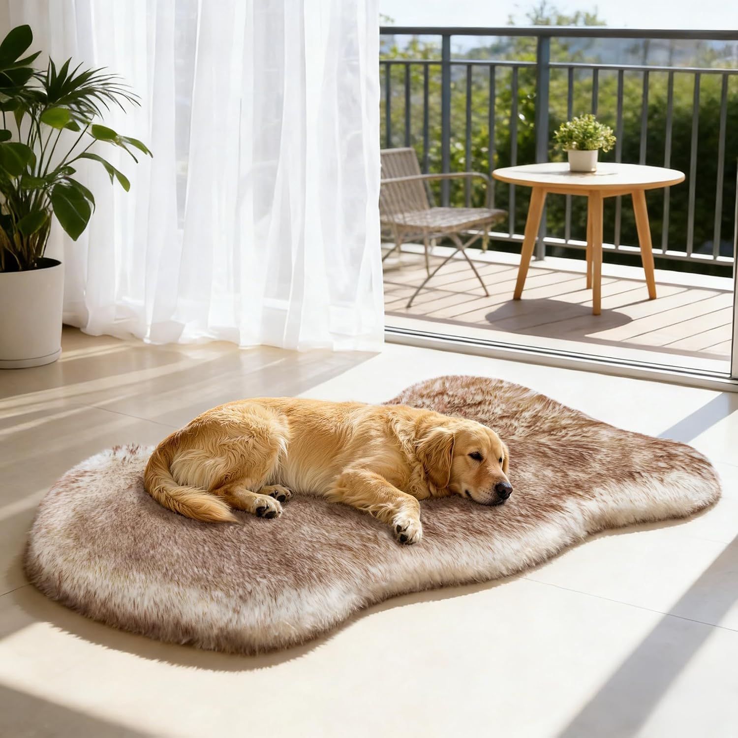 Faux Fur Dog Bed Rug for Large Dogs, Orthopedic Thick Foam 50 by 30 by 3 inches
