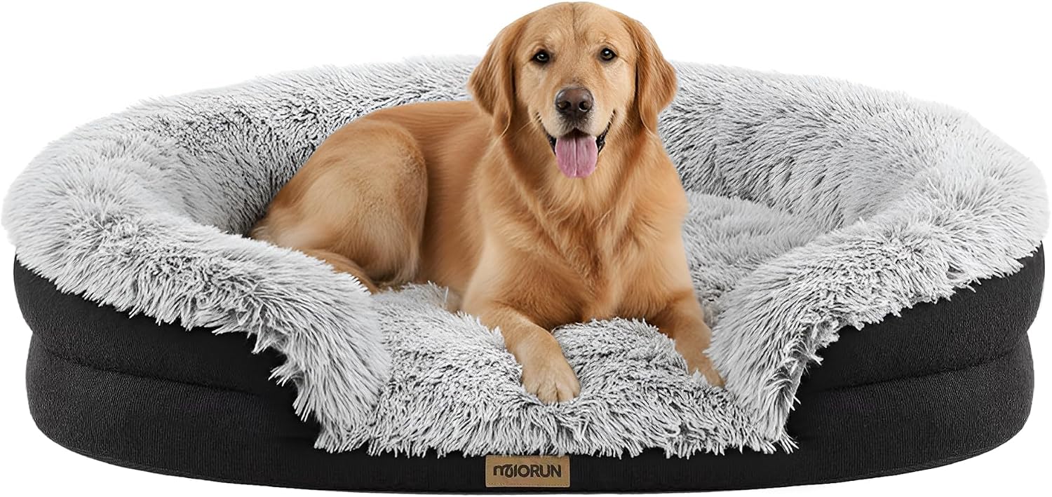 Miorun Fluffy Orthopedic Dog Beds Large Sized Dog, 43" Bolster Sofa Bed